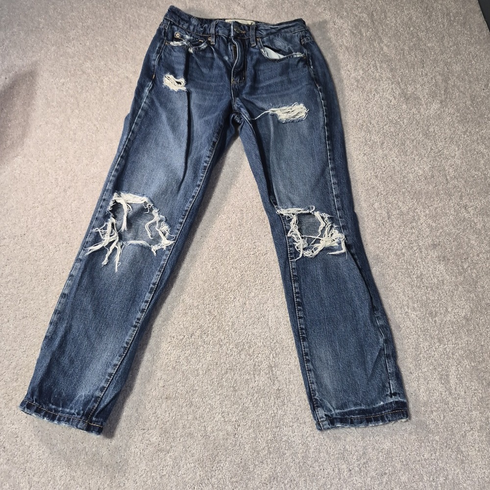 Garage distressed mom jeans size 3 juniors rigid ripped jeans grunge Y2K Skater